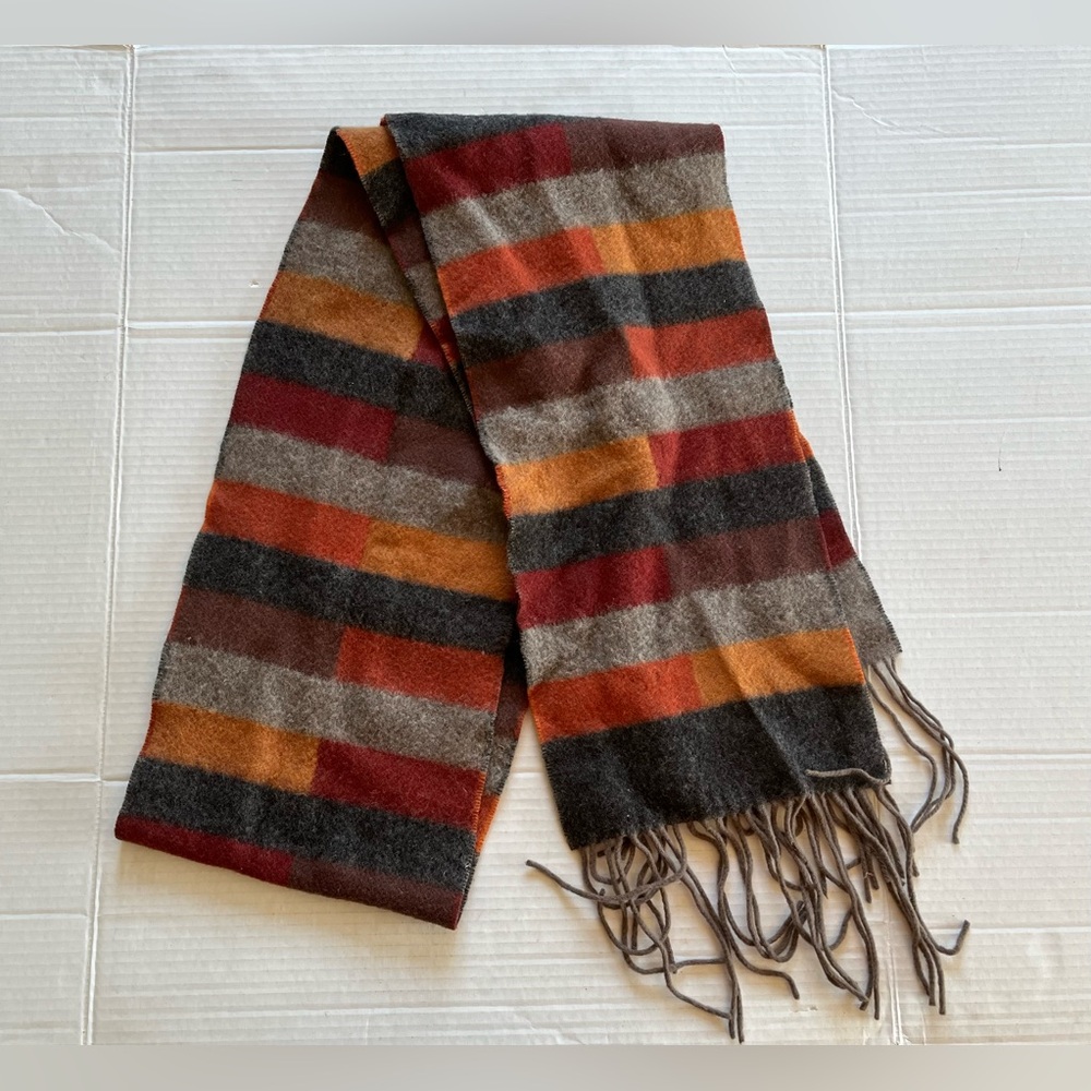 Joseph Abboud Wool Fringed Scarf Made In Germany